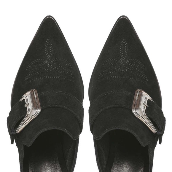 PAIGE KENSINGTON BLACK SUEDE BUCKLE MULE - Picture 5 of 6